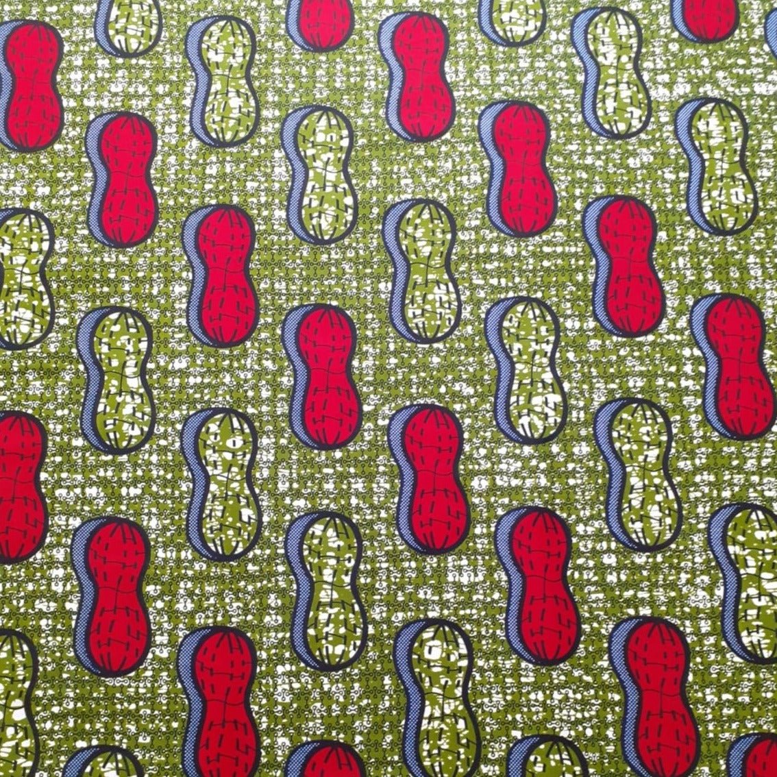 Green & Red Ankara Fabric - ak8074 - House of Prints