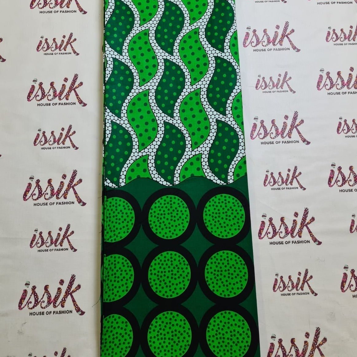 Green, White and Black Ankara Fabric - ak6103 - House of Prints