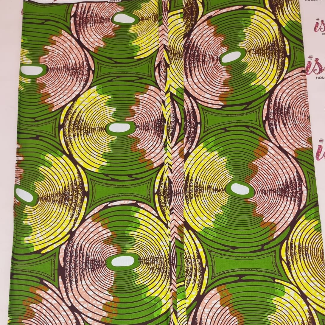 Green & Yellow African Print Fabric - ak6133 - House of Prints
