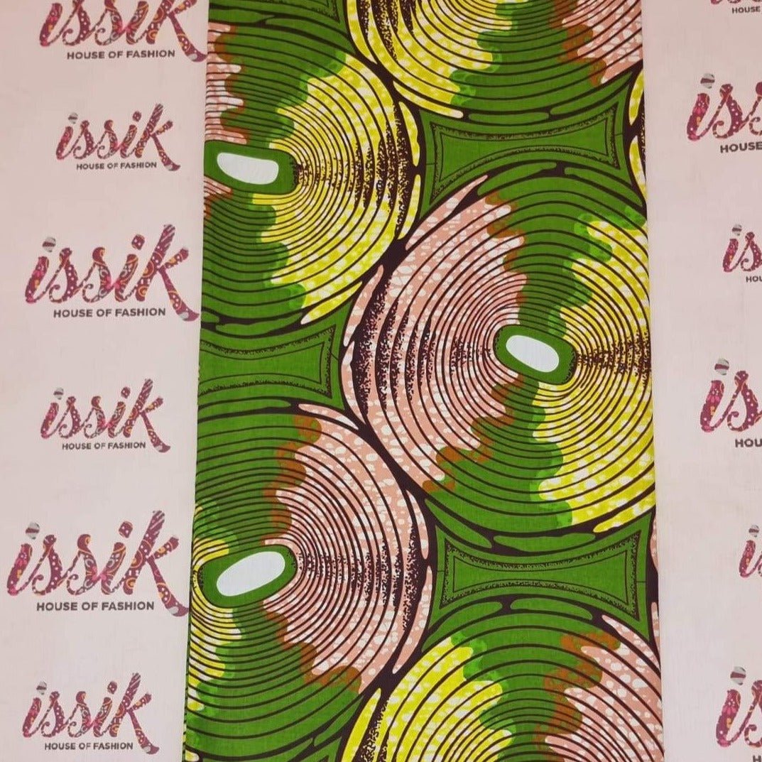 Green & Yellow African Print Fabric - ak6133 - House of Prints