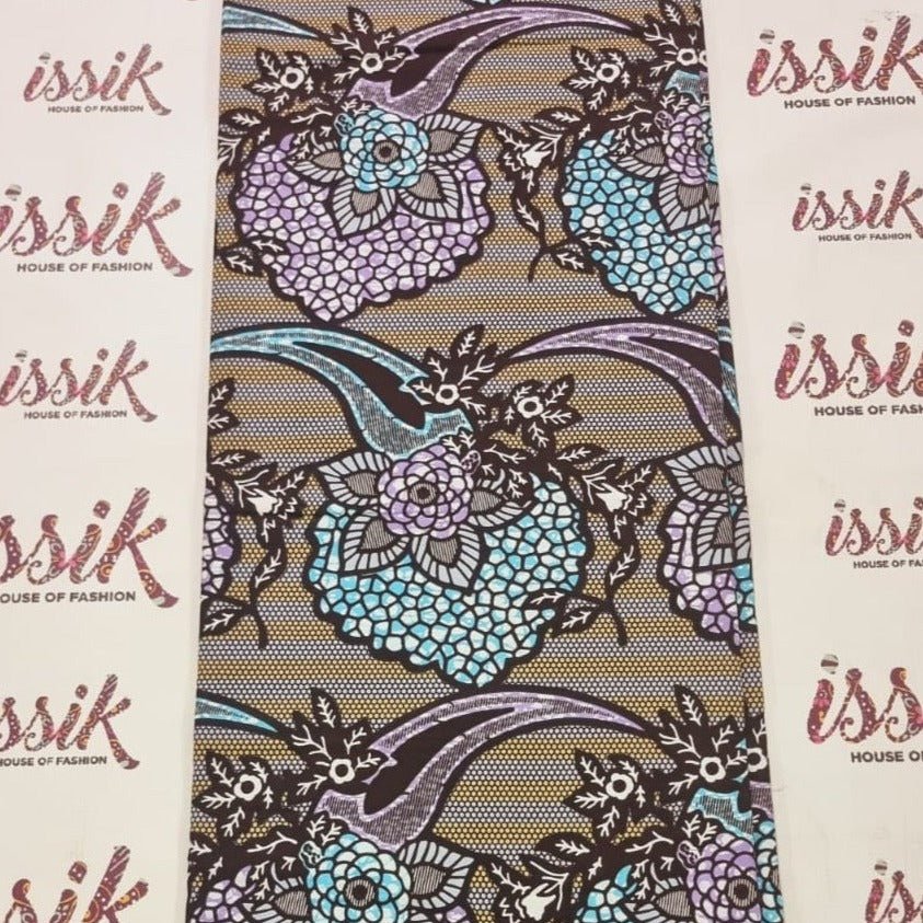 Grey, Lilac & Blue African Print Fabric - Ak5031 - House of Prints