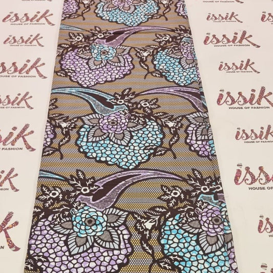 Grey, Lilac & Blue African Print Fabric - Ak5031 - House of Prints