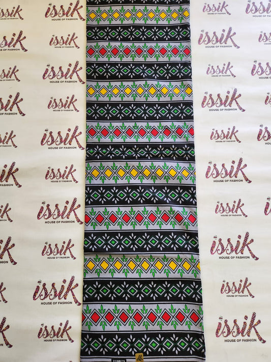 Grey & Multicolour African Print Fabric - House of Prints