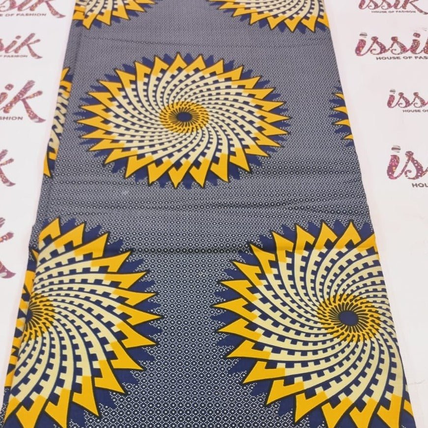 Grey & Orange African Print Fabric - ak5032 - House of Prints