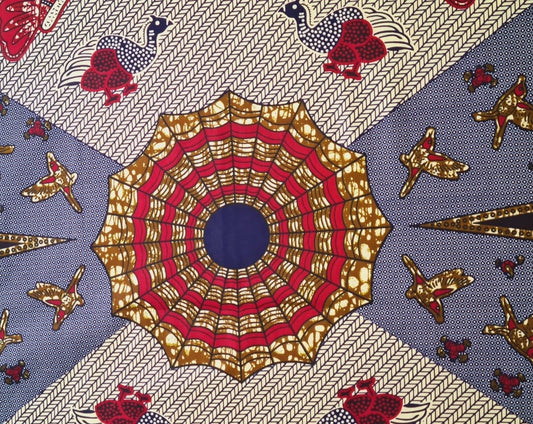 Grey & Red Ankara Fabric - ak5018 - House of Prints