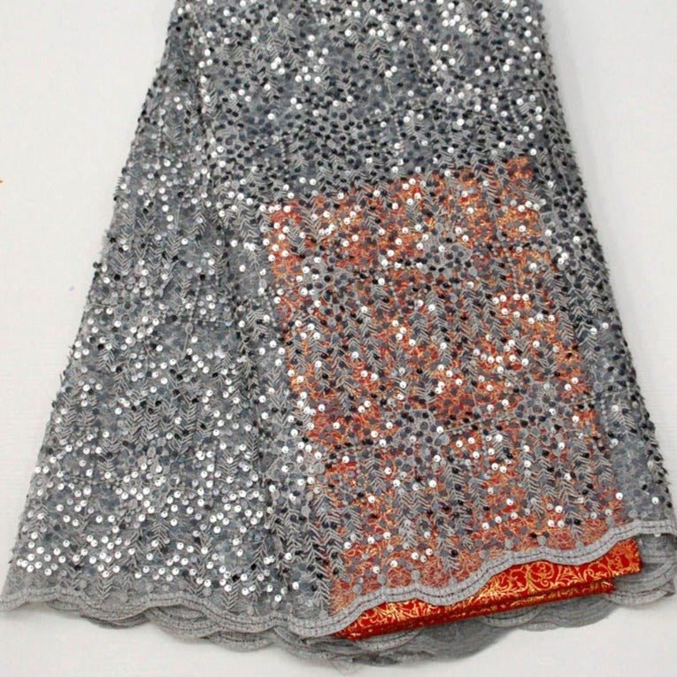Grey Sequins lace - IAL026 - House of Prints