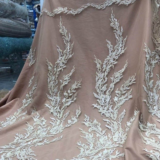 Ivory Floral Embroidery Bridal Lace - House of Prints