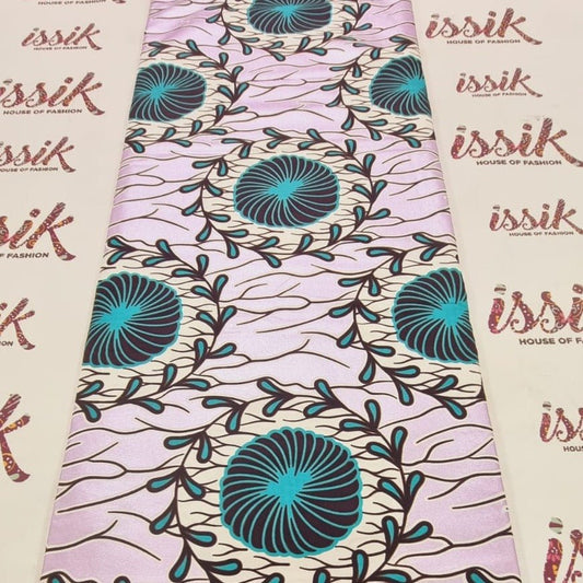 Lilac and Teal Green Embellished Gold African Print Fabric - akgld040 - House of Prints
