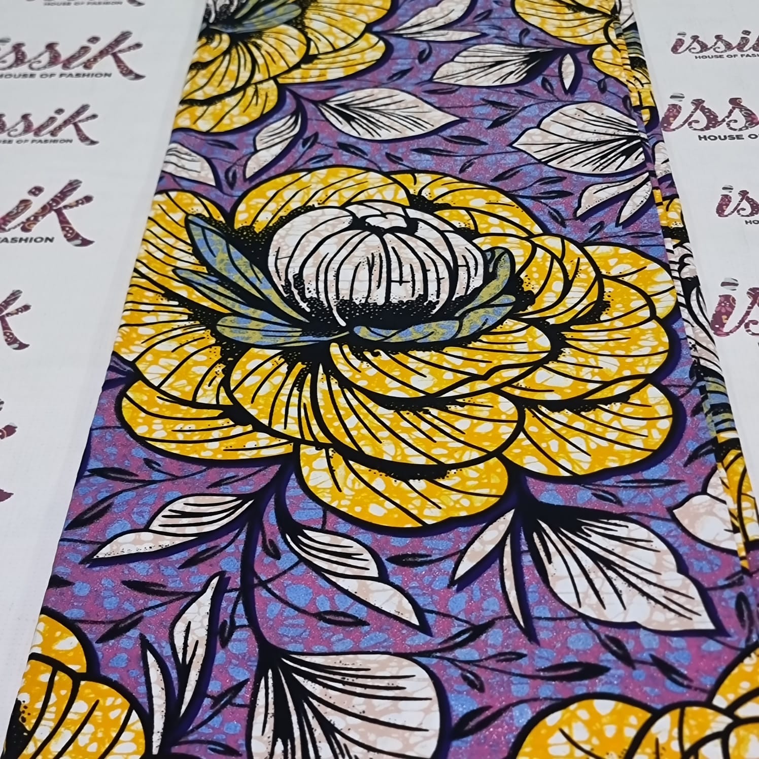 Lilac and Yellow Floral Embellished Gold African Print Fabric - House of Prints