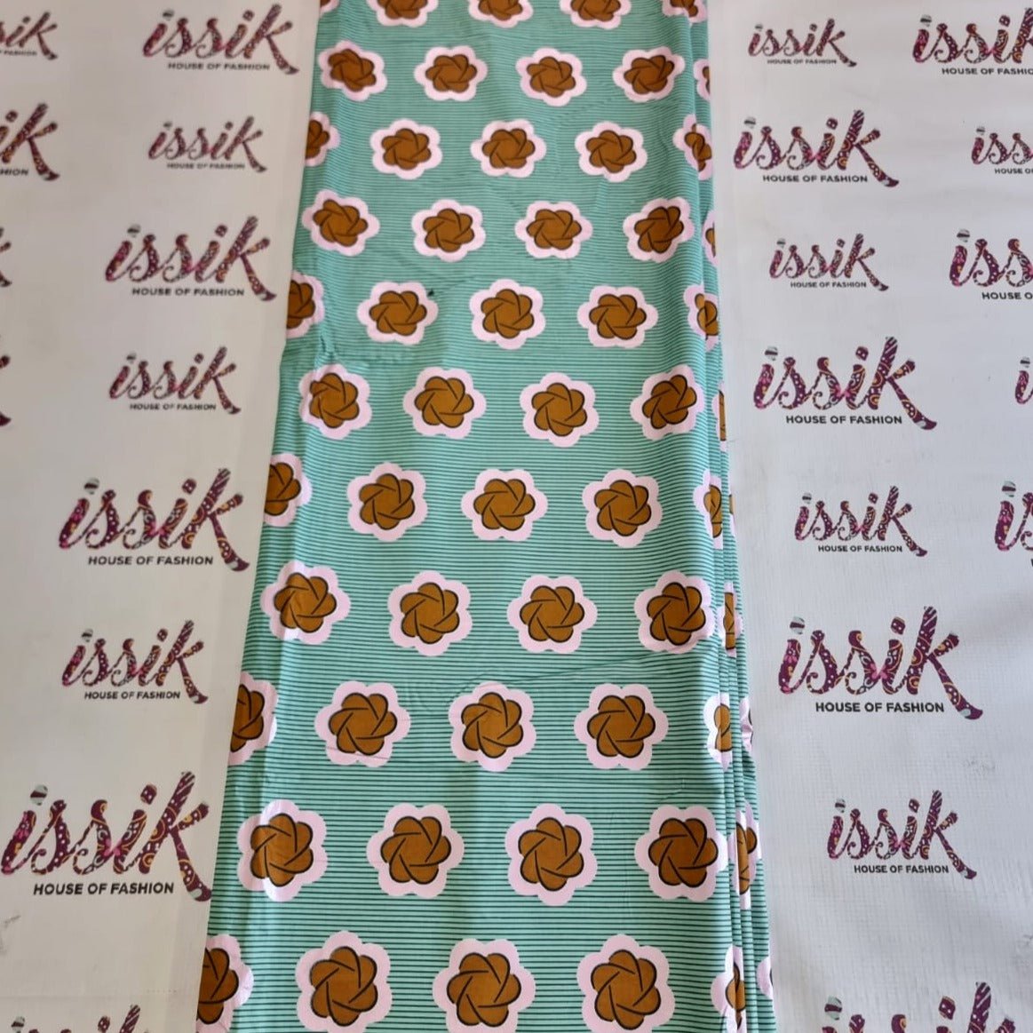 Mint Green & Pink Embellished African Print Fabric - House of Prints
