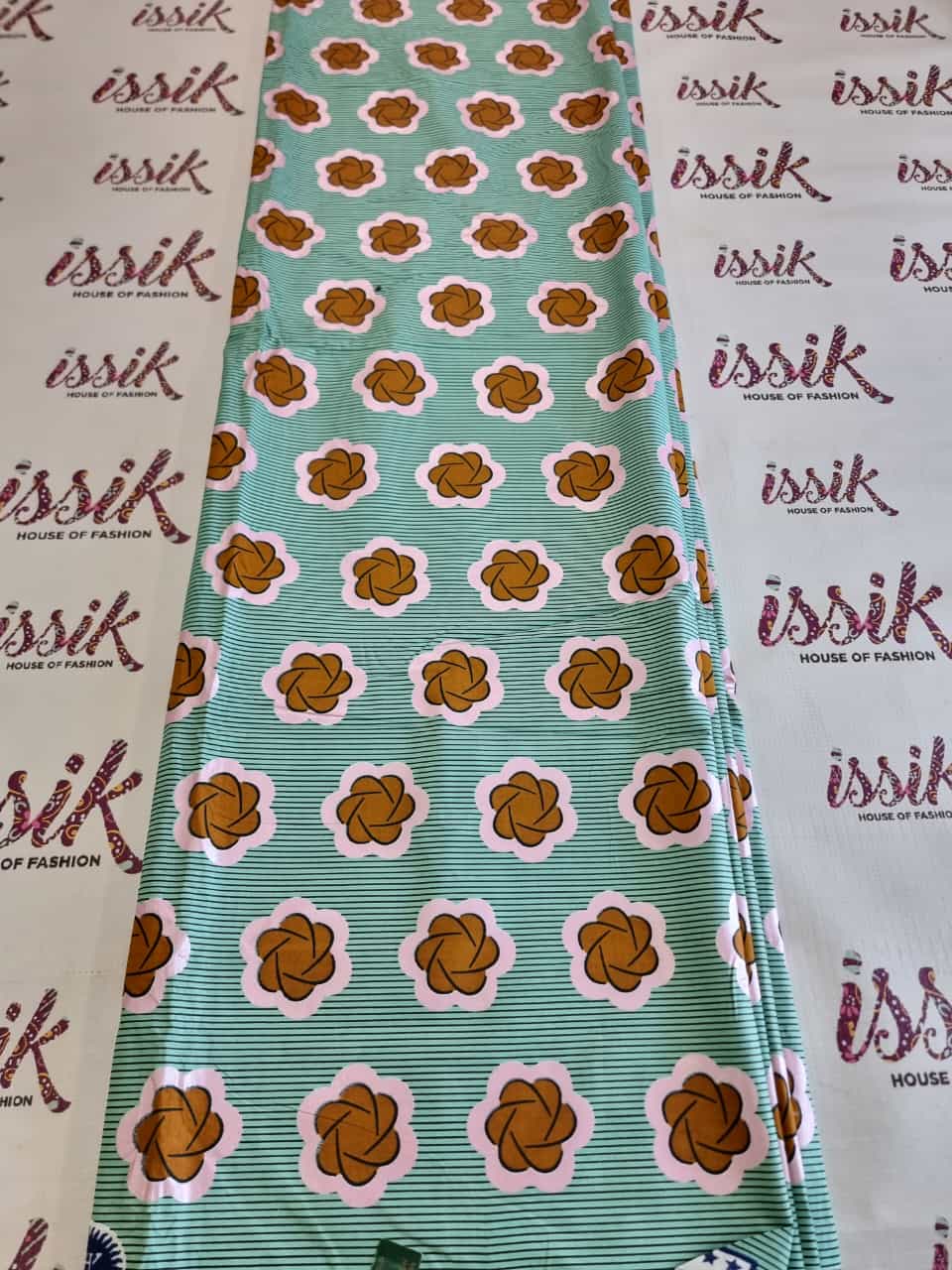 Mint Green & Pink Embellished African Print Fabric - House of Prints