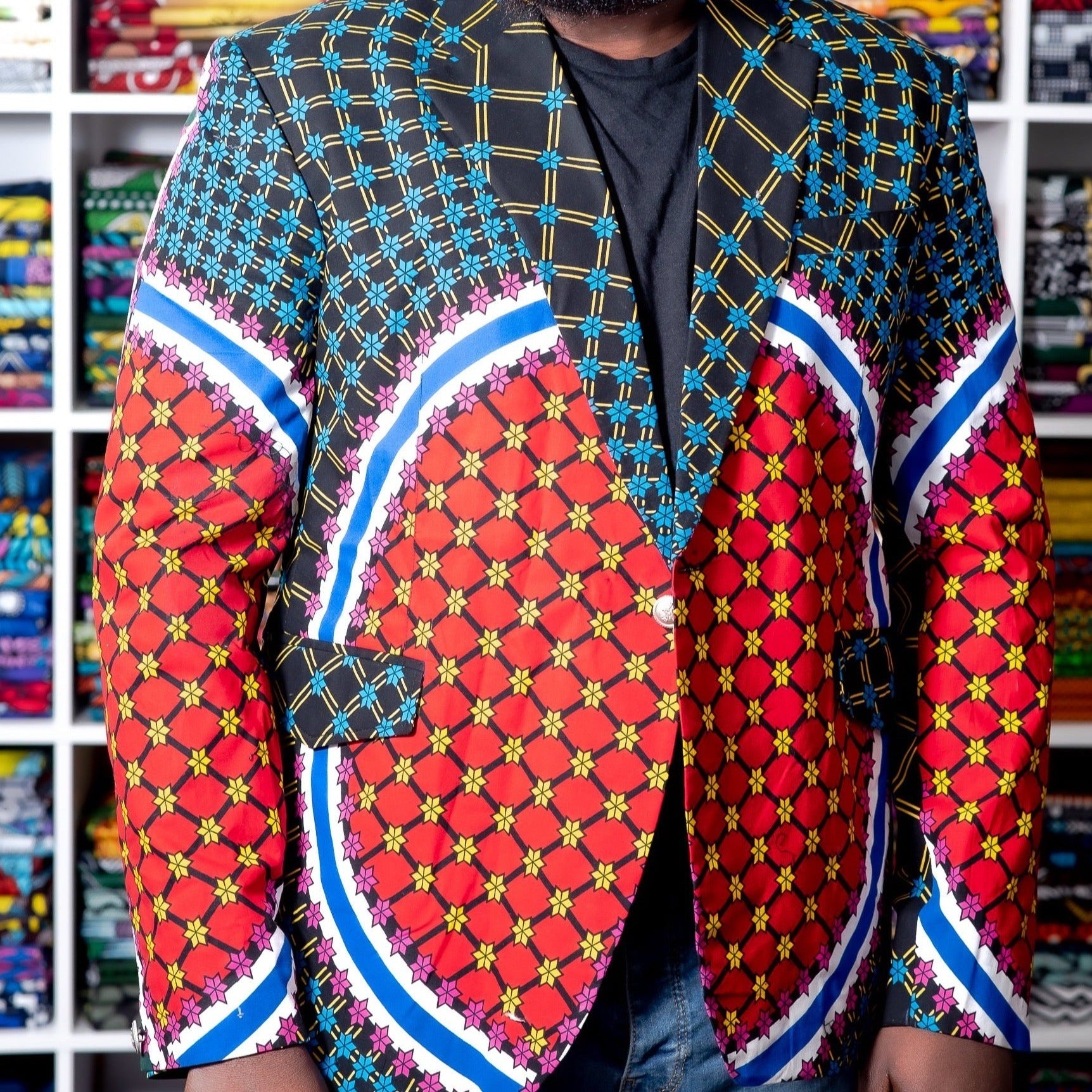 Multicolour African Print Blazer - mrtwb019 - House of Prints