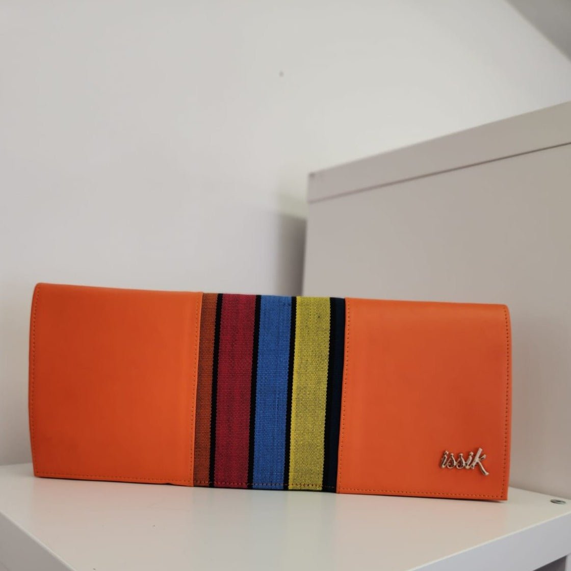 Multicolour Leather & Aso-Oke Clutch Purses - House of Prints