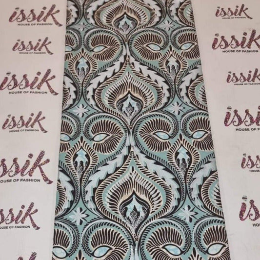 Olive Green and Brown Embellished Gold African Print Fabrics - akgld045 - House of Prints