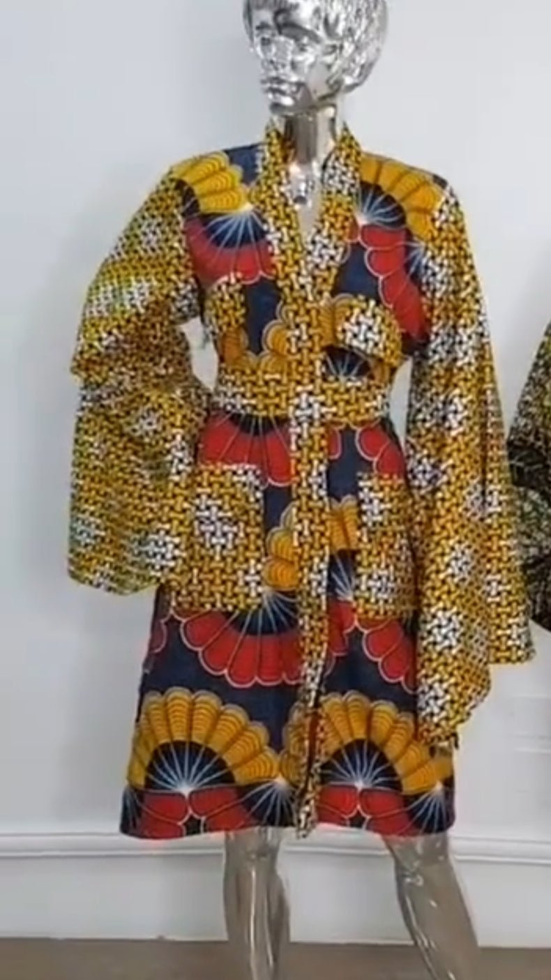 Orange and Yellow Kimono Dress - House of Prints