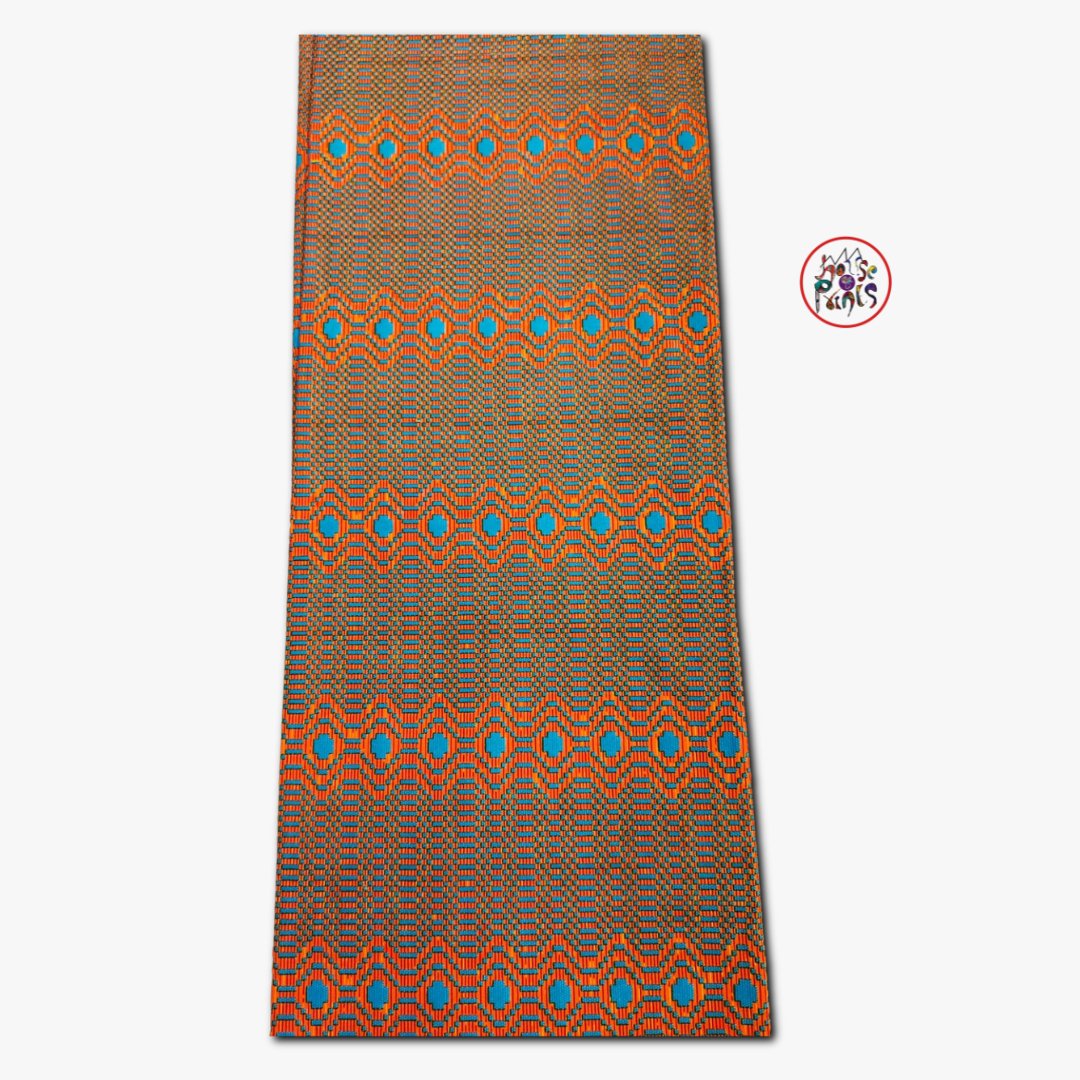 Orange & Turquoise Aso-Oke Inspired Ankara Fabric - House of Prints