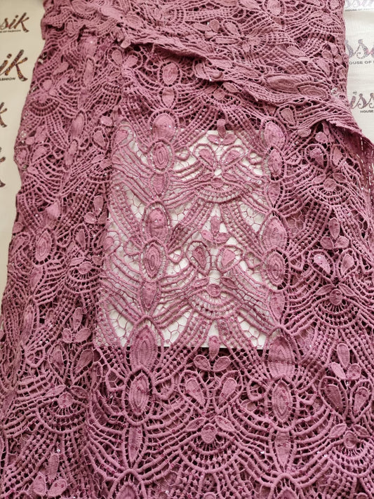 Pink African Cord Lace Fabric - House of Prints