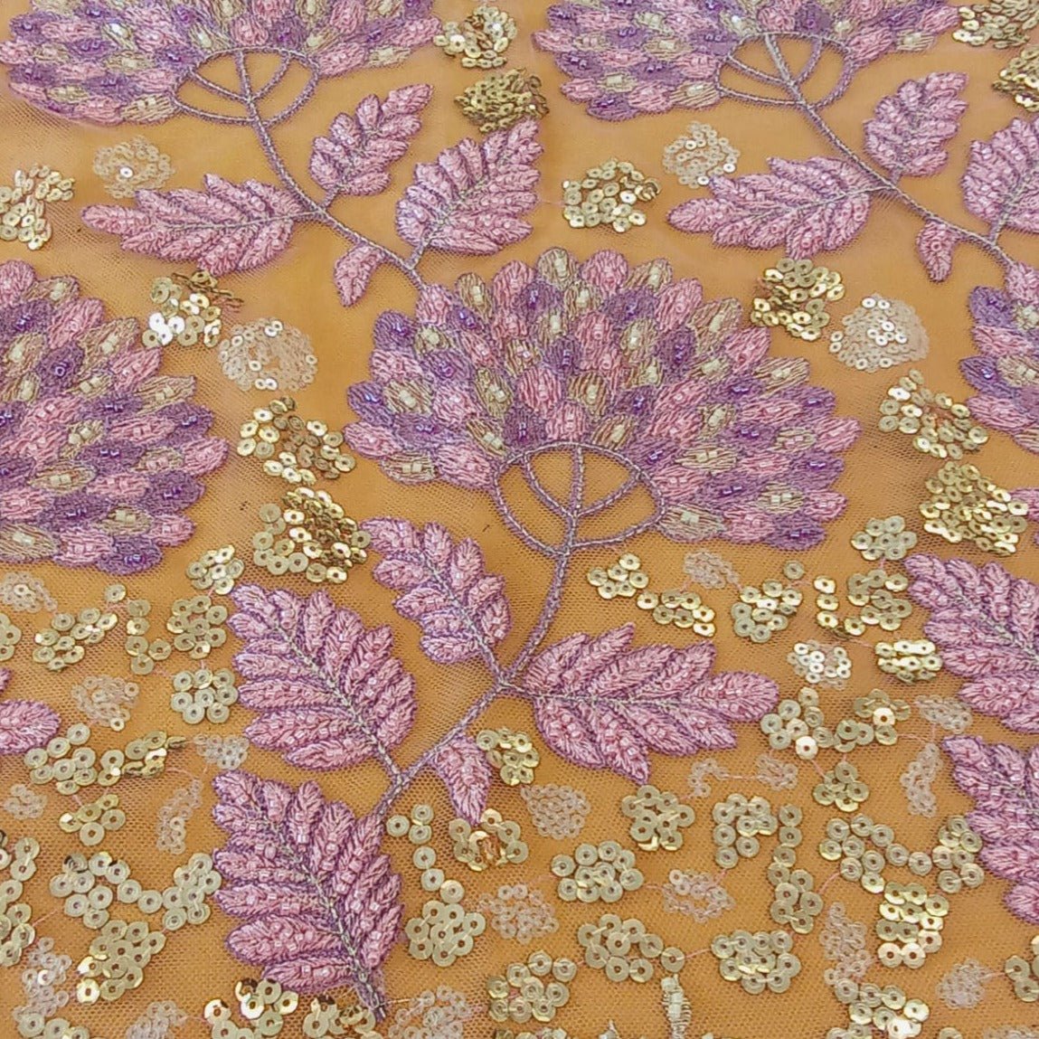 Pink Beaded Bridal Lace Fabric - House of Prints
