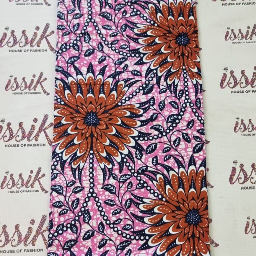 Pink & Brown African Print Fabric - House of Prints
