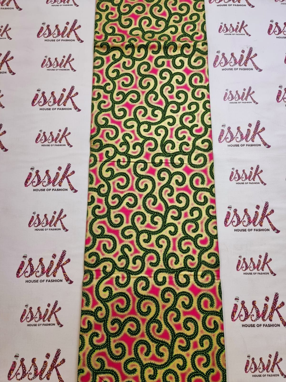 Pink & Green Embellished Gold Ankara - akgld022 - House of Prints