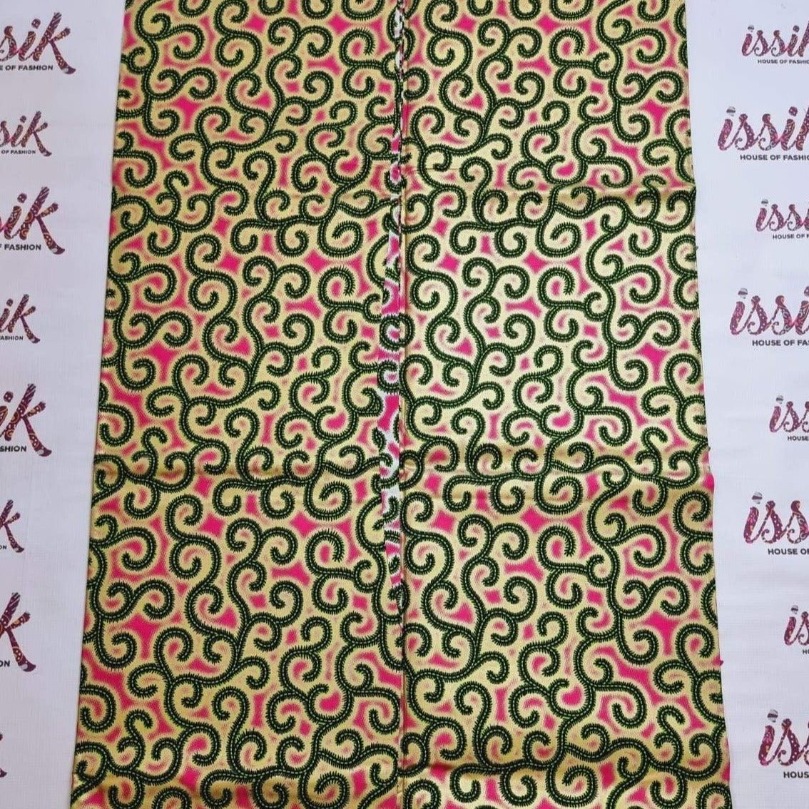 Pink & Green Embellished Gold Ankara - akgld022 - House of Prints