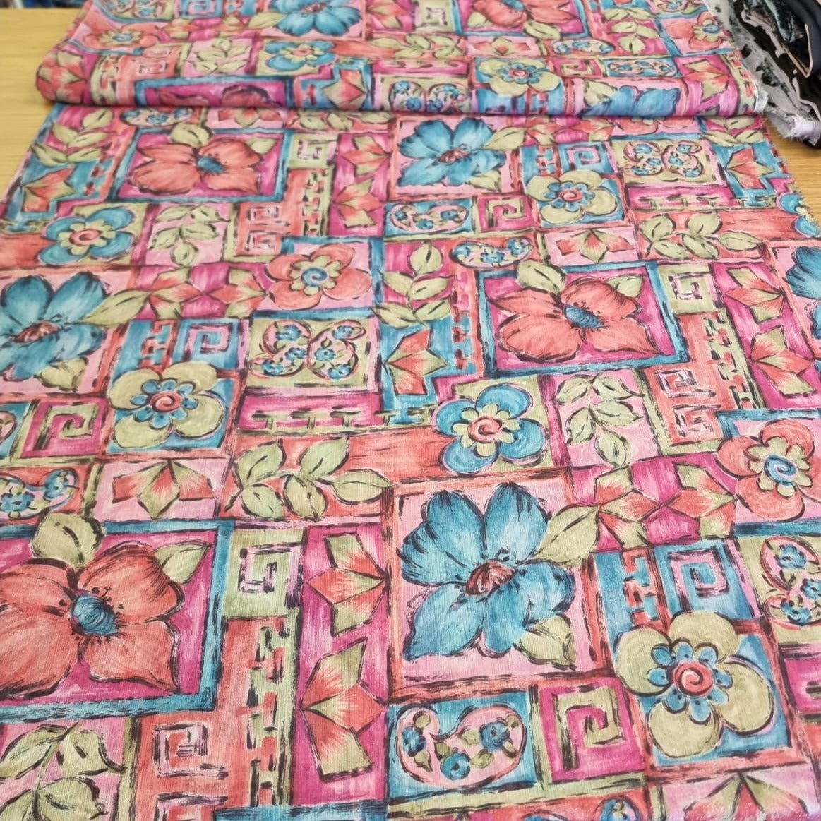 Pink & Multi Floral Chiffon Fabric - House of Prints