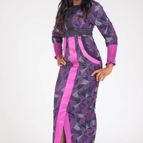 Purple African Print Dress - rtw044 - House of Prints