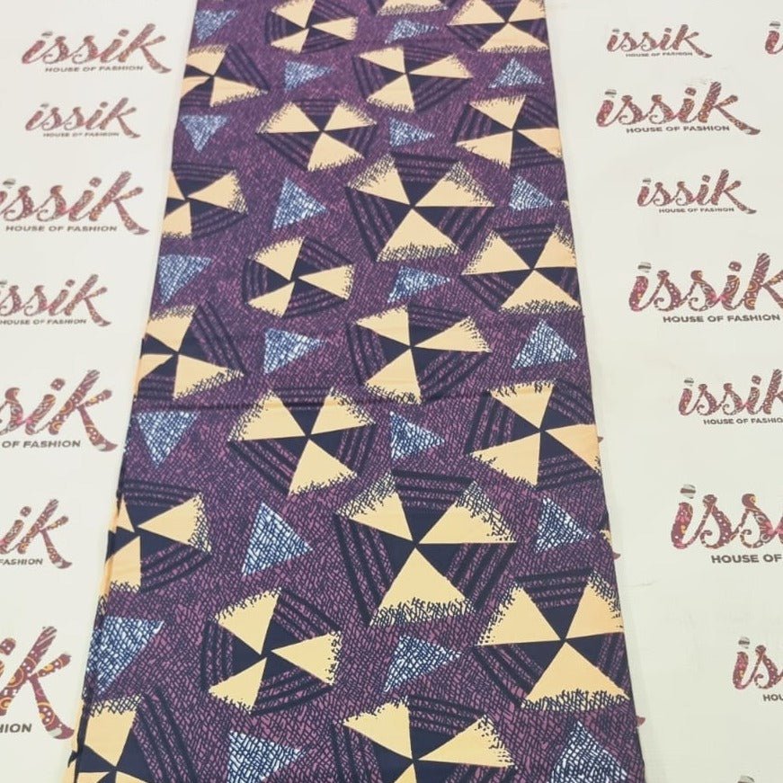 Purple and Cream African Print Fabric - ak7063 - House of Prints
