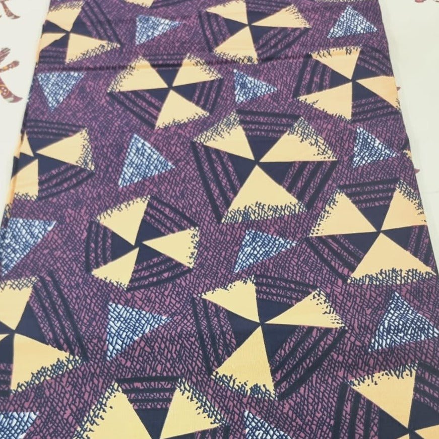 Purple and Cream African Print Fabric - ak7063 - House of Prints