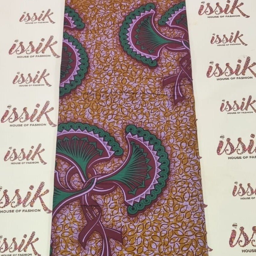 Purple, Brown & Green African Print Fabric - ak8098 - House of Prints