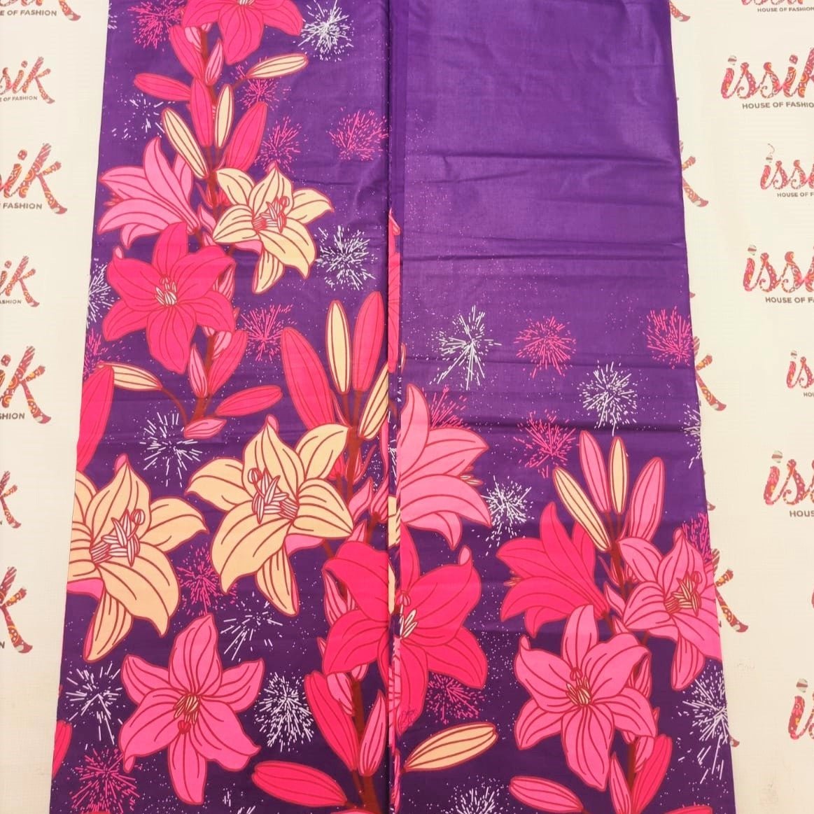 Purple Floral Ankara Fabric - ak7078 - House of Prints