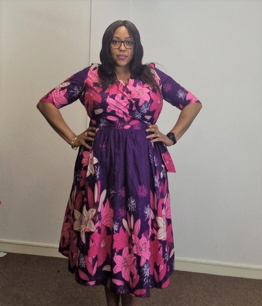Purple Floral Ankara Fabric - ak7078 - House of Prints