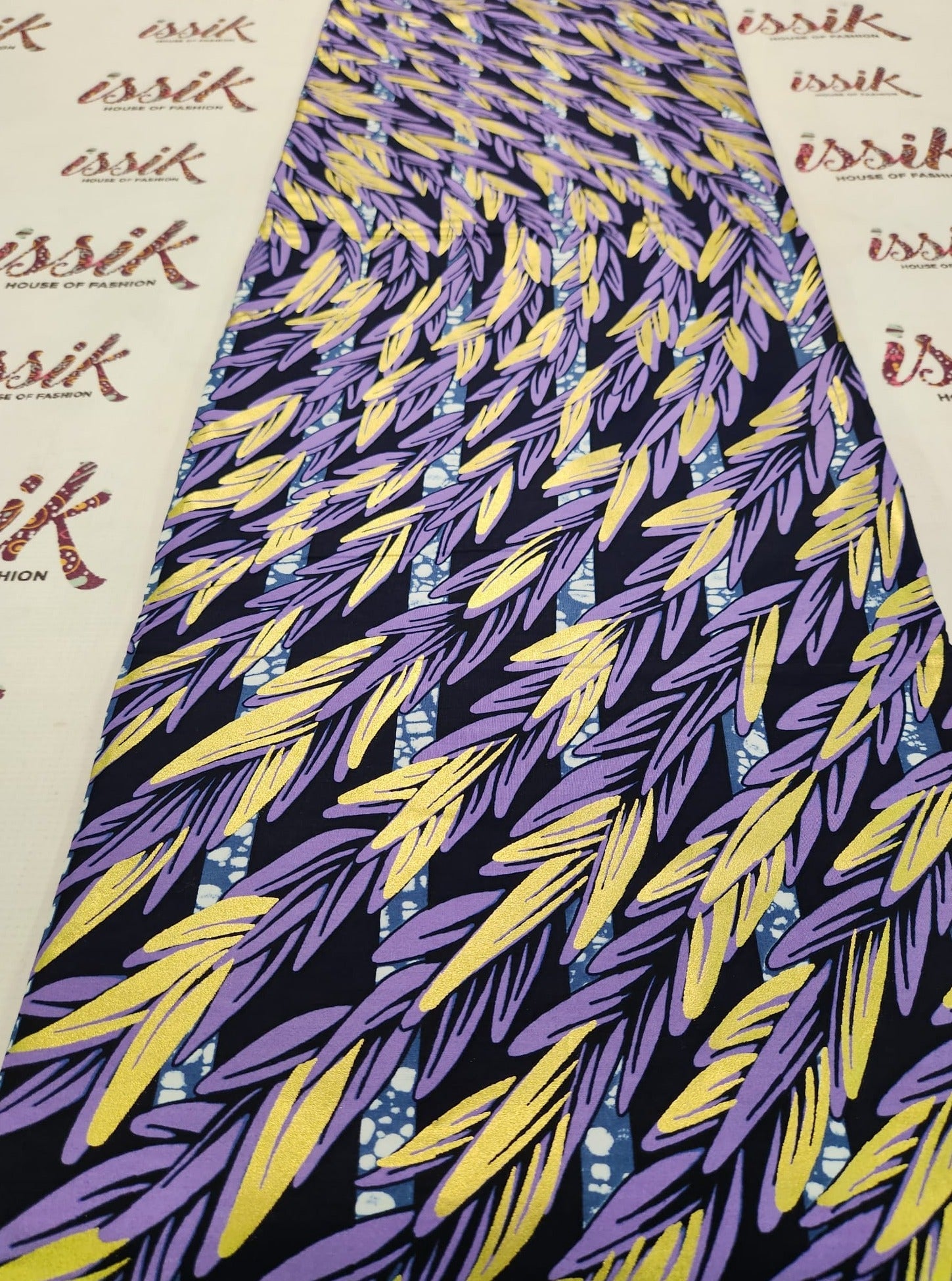 Purple, Gold & Black Embellished Gold Fabric. - House of Prints