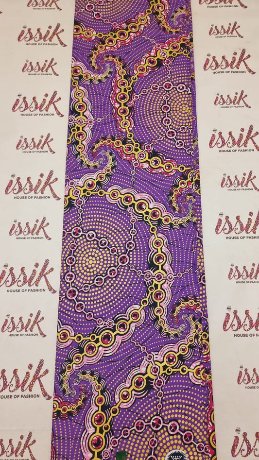 Purple & Gold Embellished Gold African Print Fabric - akgld031 - House of Prints