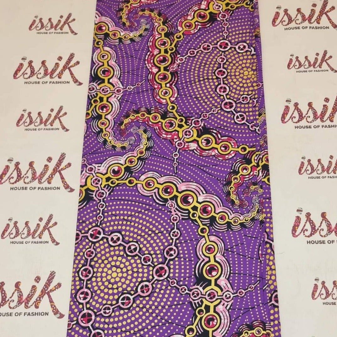 Purple & Gold Embellished Gold African Print Fabric - akgld031 - House of Prints