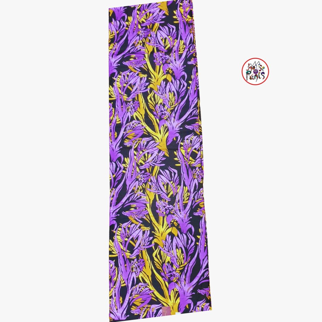 Purple & Gold Floral Pattern Ankara Fabric - House of Prints