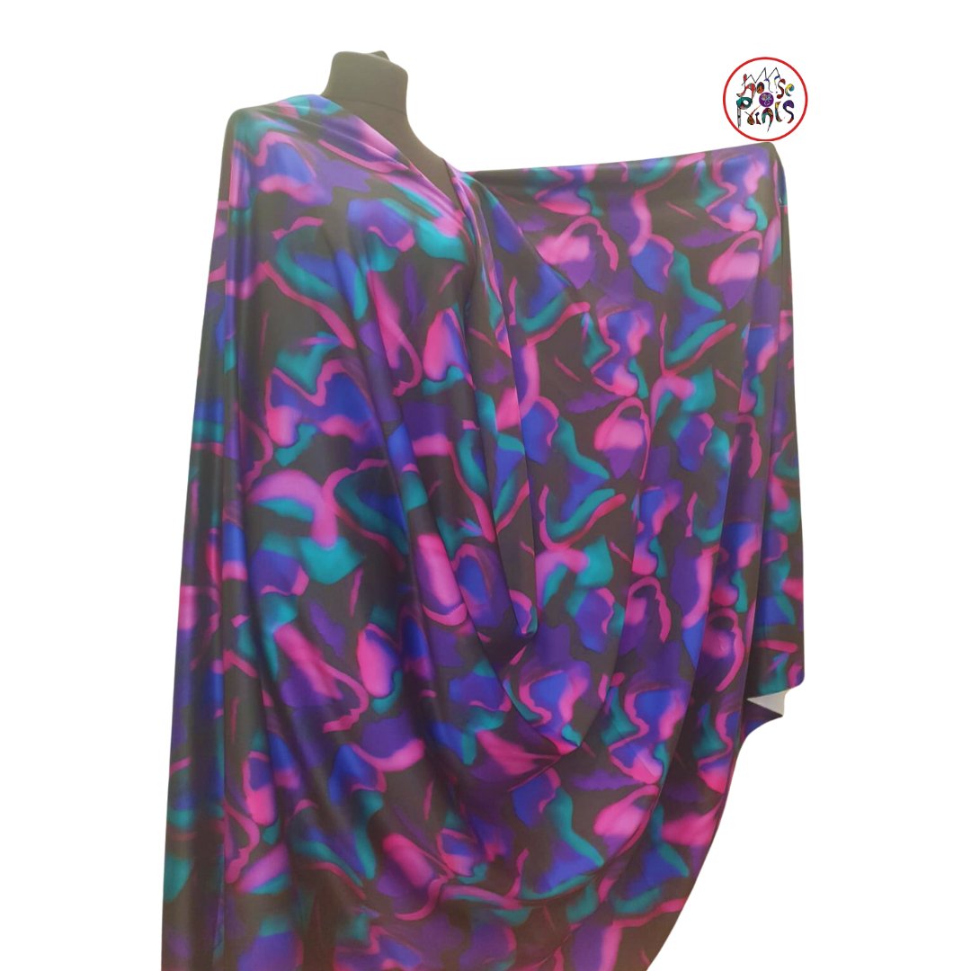 Purple & Multicolour Silk Crepe Fabric - House of Prints