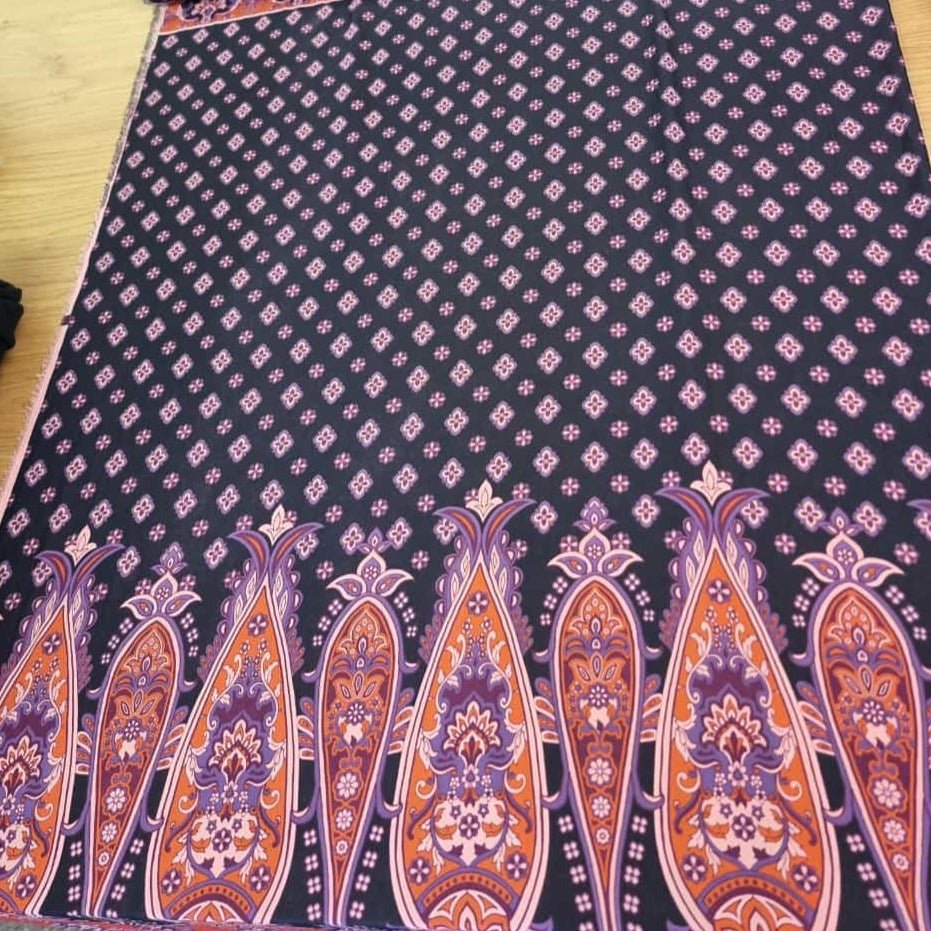 Purple & Orange Silk Fabric - House of Prints