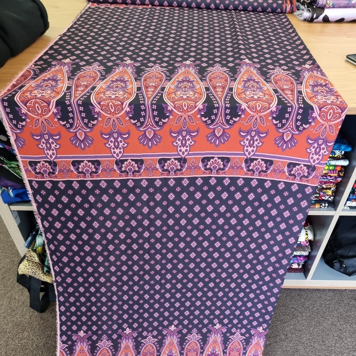 Purple & Orange Silk Fabric - House of Prints