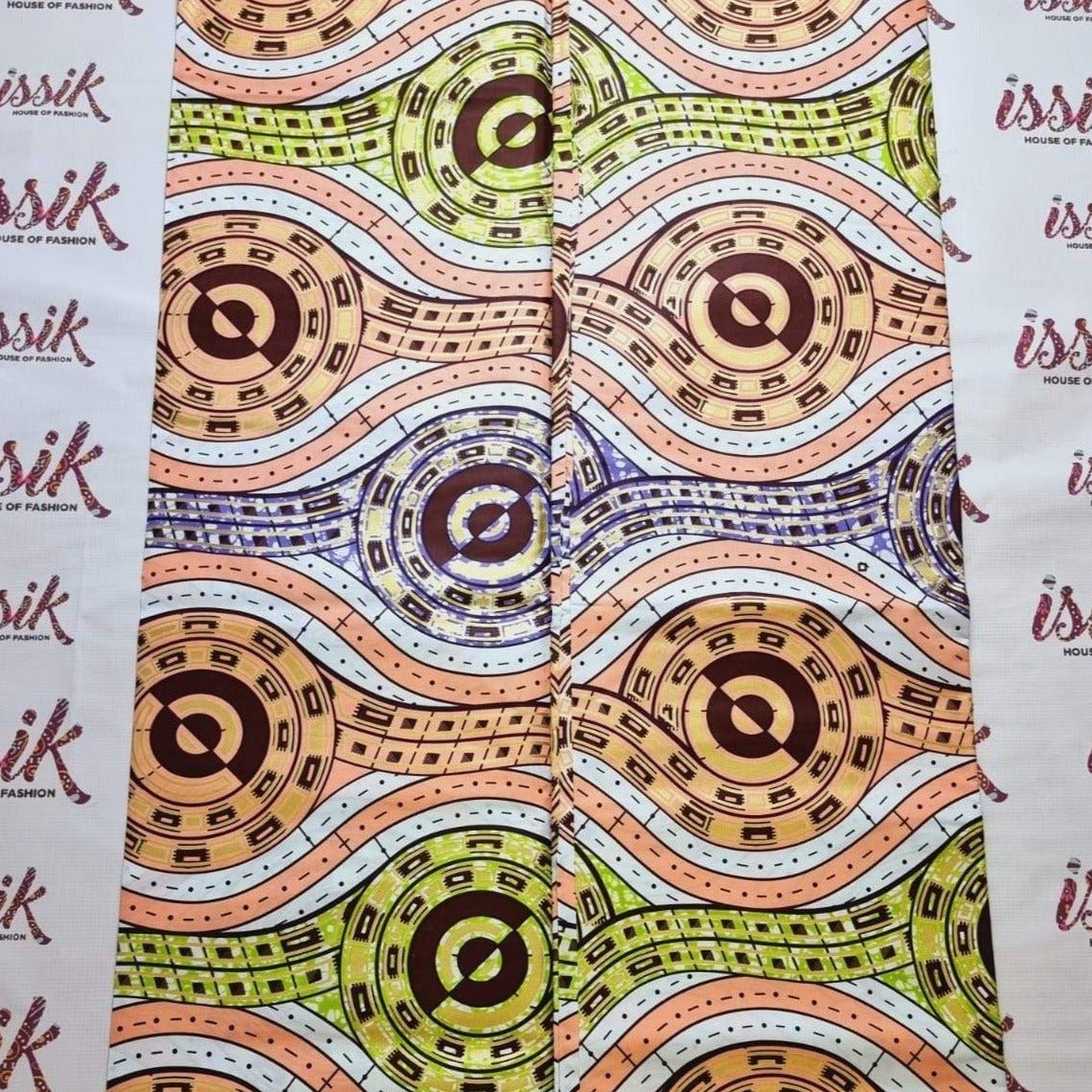 Purple & Peach Embellished Gold Ankara Fabric - akgld009 - House of Prints