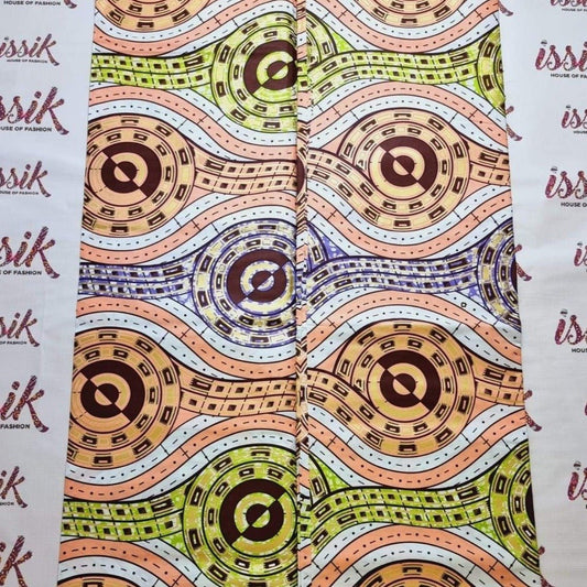 Purple & Peach Embellished Gold Ankara Fabric - akgld009 - House of Prints