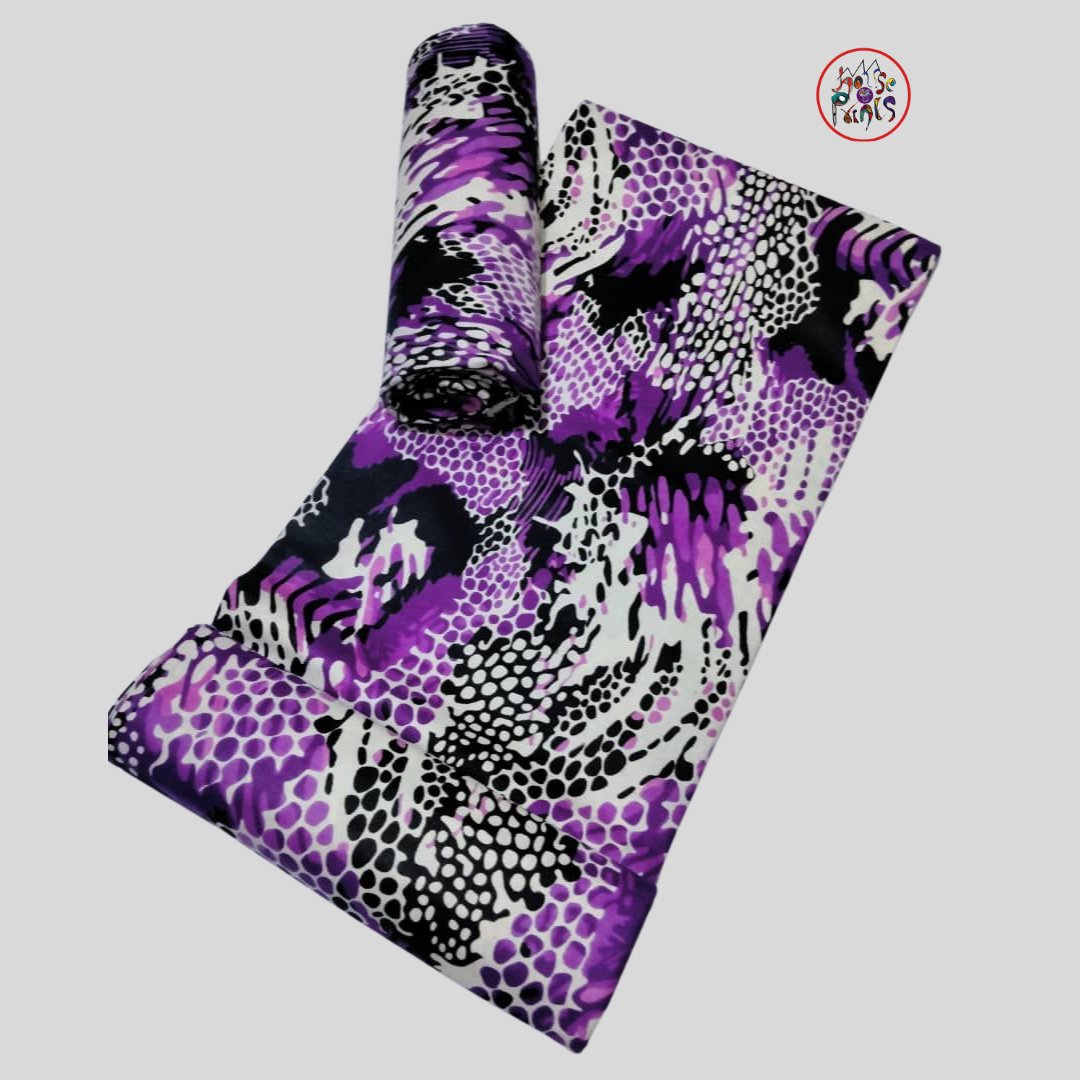 Purple, White & Black Ankara Fabric - House of Prints