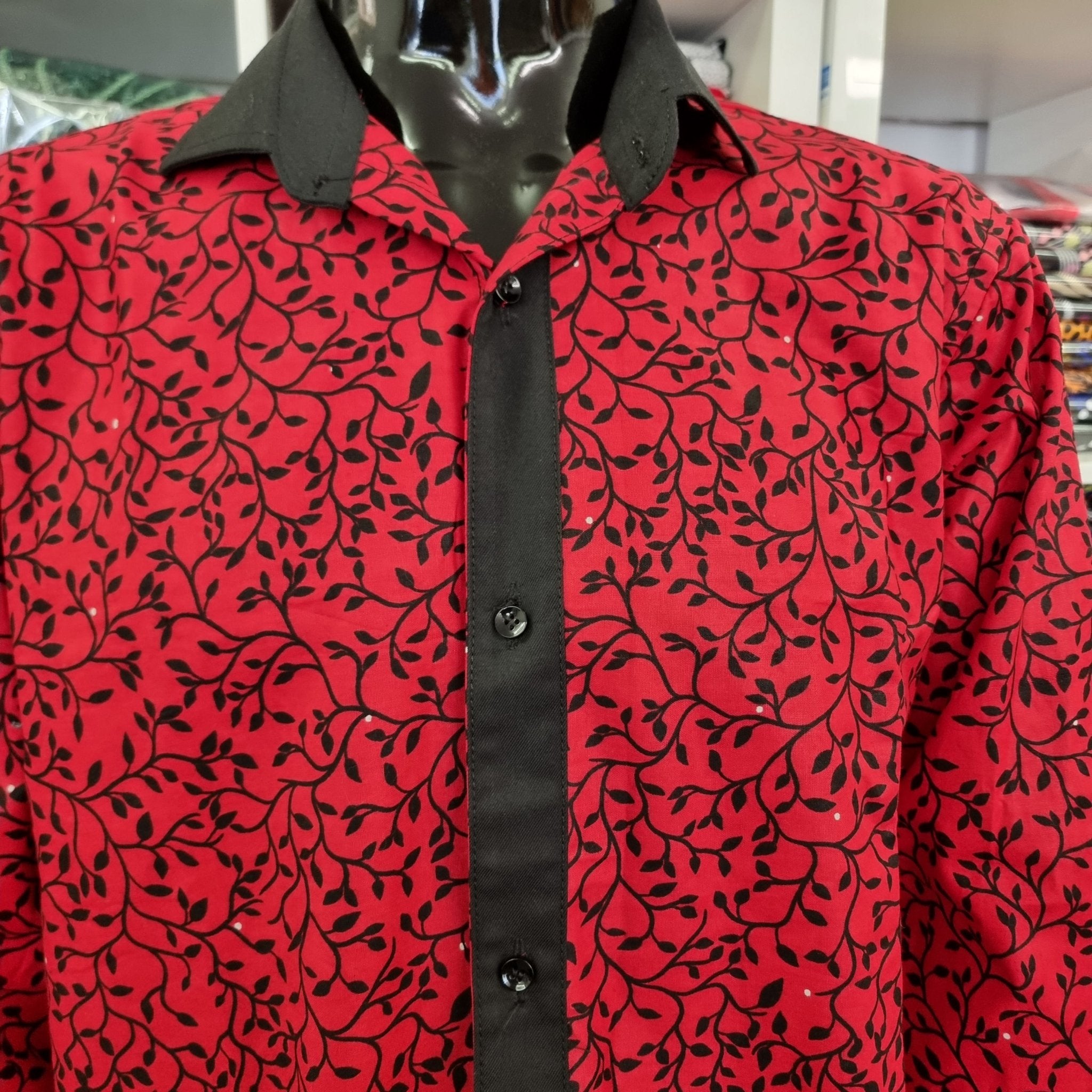 Red African Print Men's Shirt - House of Prints