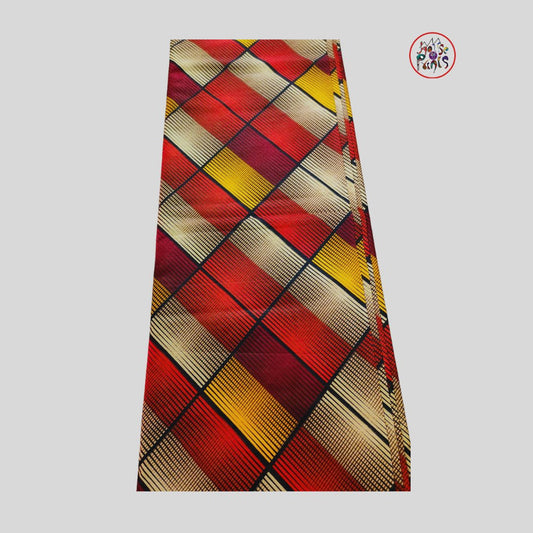 Red and Gold Check Ankara fabrics - House of Prints