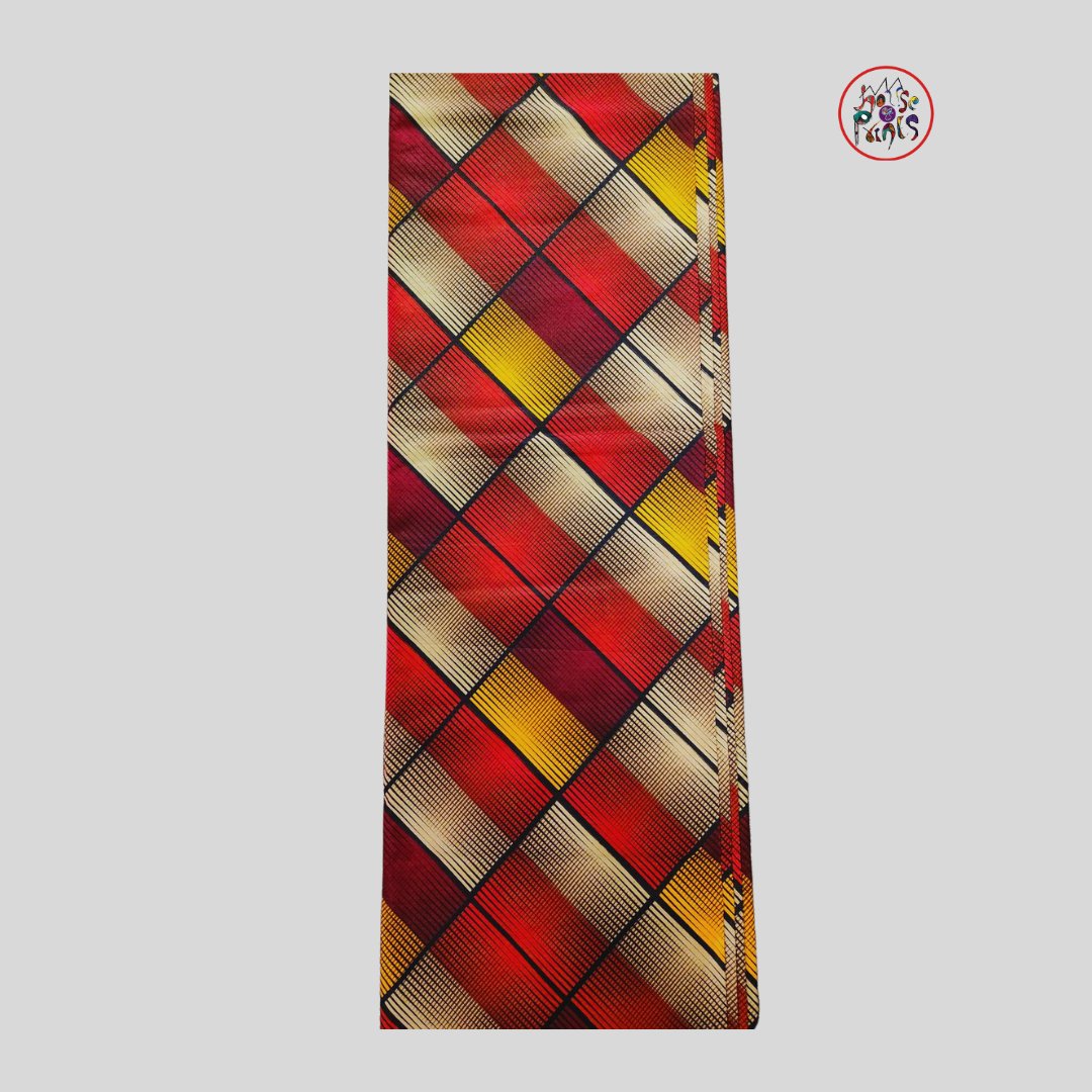 Red and Gold Check Ankara fabrics - House of Prints