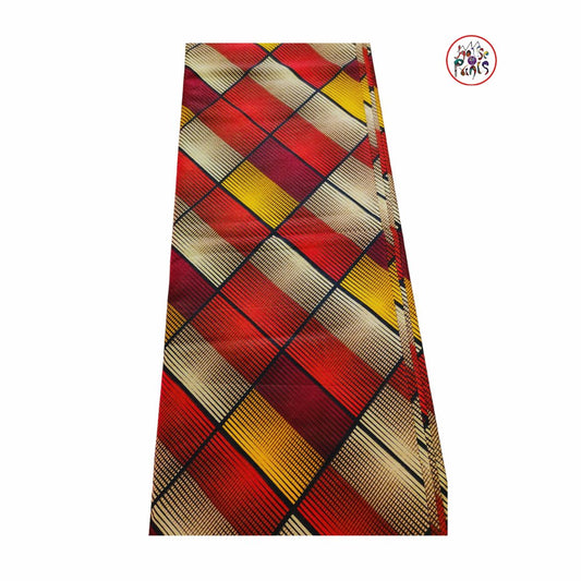 Red and Gold Check Ankara fabrics - House of Prints