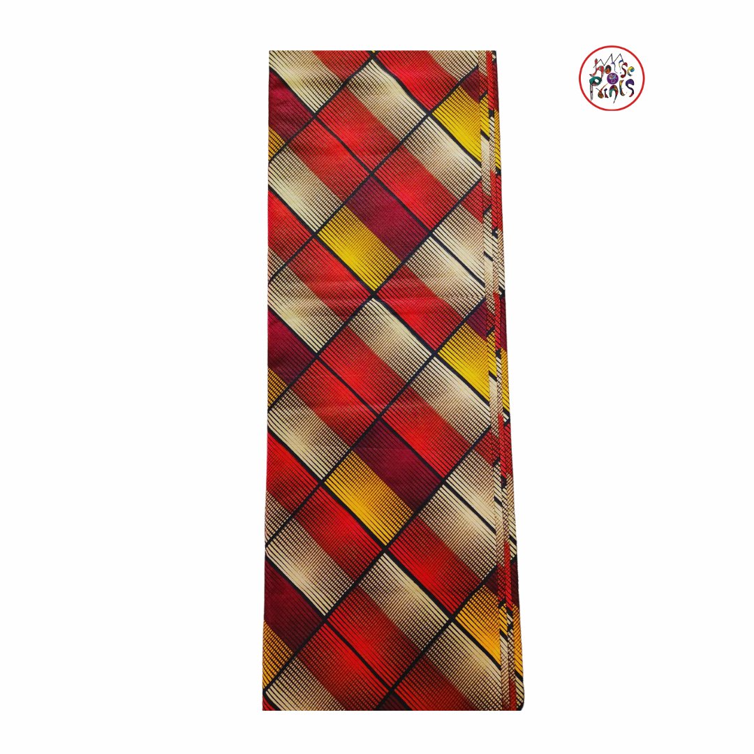 Red and Gold Check Ankara fabrics - House of Prints