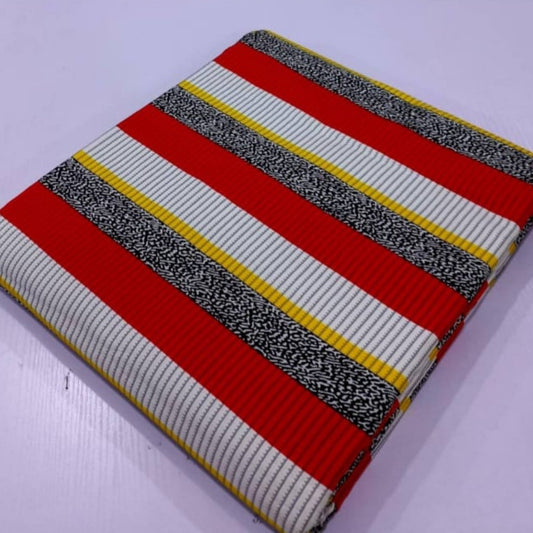 Red & Cream Aso-Oke Inspired Ankara Fabric - House of Prints