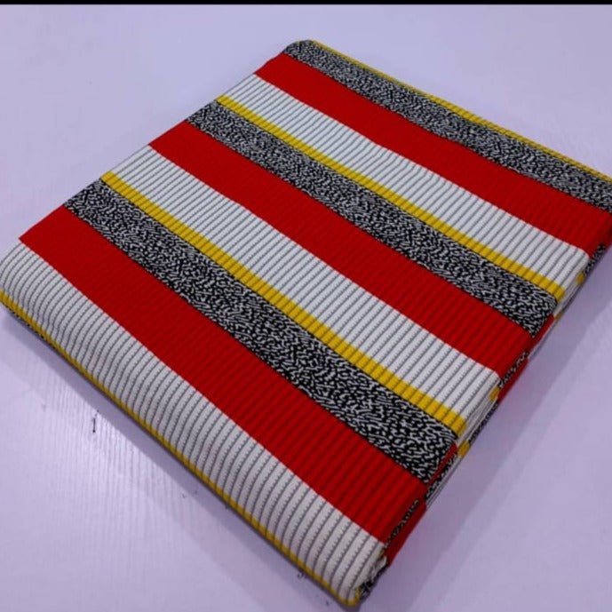 Red & Cream Aso-Oke Inspired Ankara Fabric - House of Prints