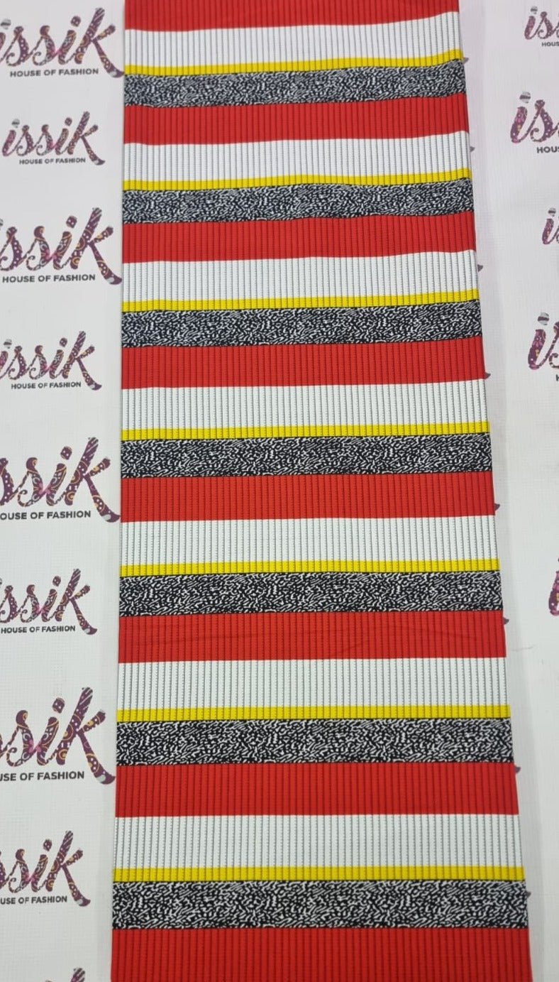 Red & Cream Aso-Oke Inspired Ankara Fabric - House of Prints